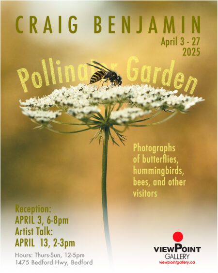 A promotional image for my April 2025 solo show Pollinator Garden